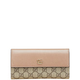 グッチ GGスプリーム GGマーモント 長財布 コンチネンタルウォレット 456116 ベージュ PVC レザー レディース GUCCI 【中古】